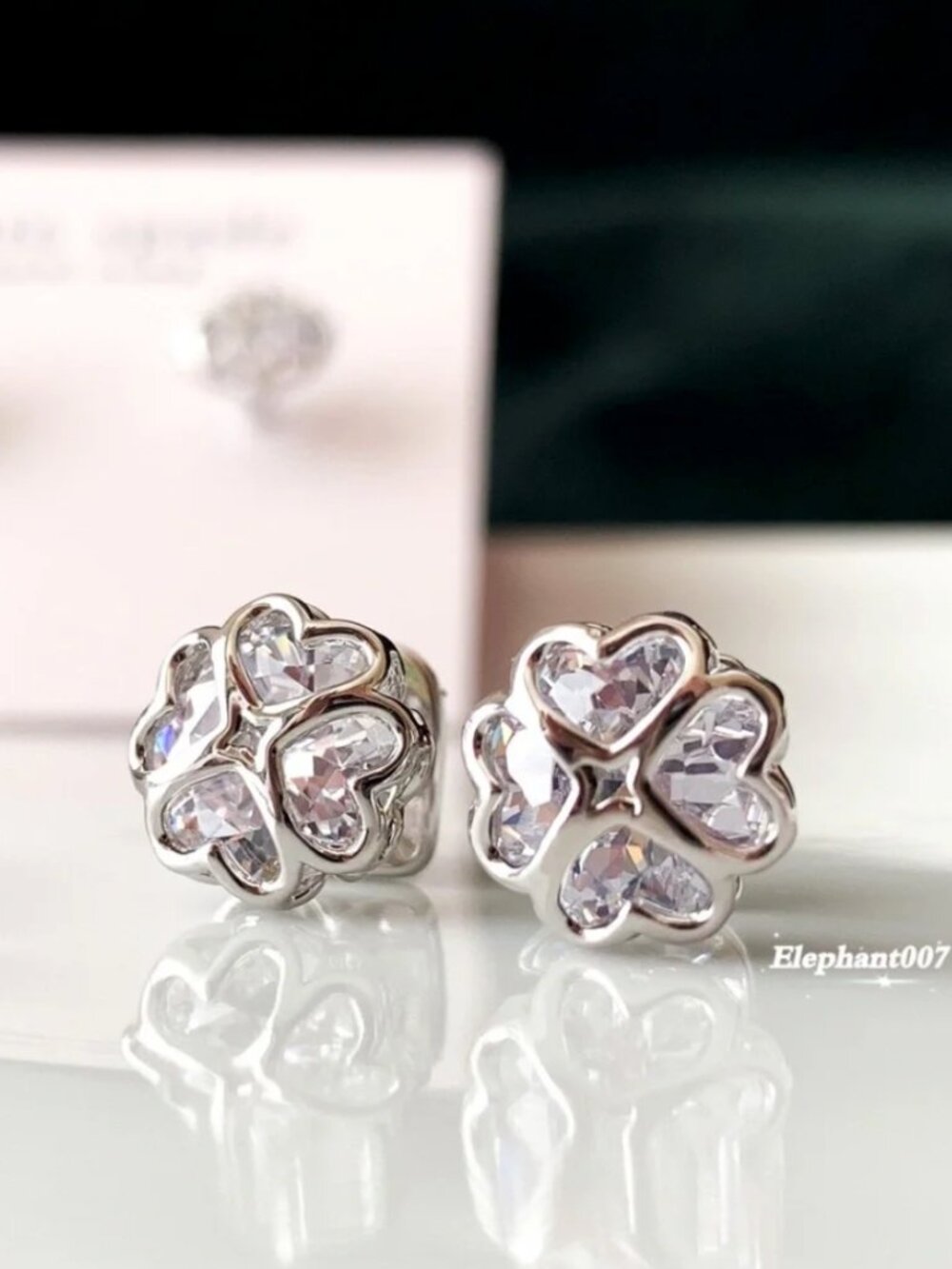 Kate Spade New York Crystal Clover Stud Earrings Silver Tone